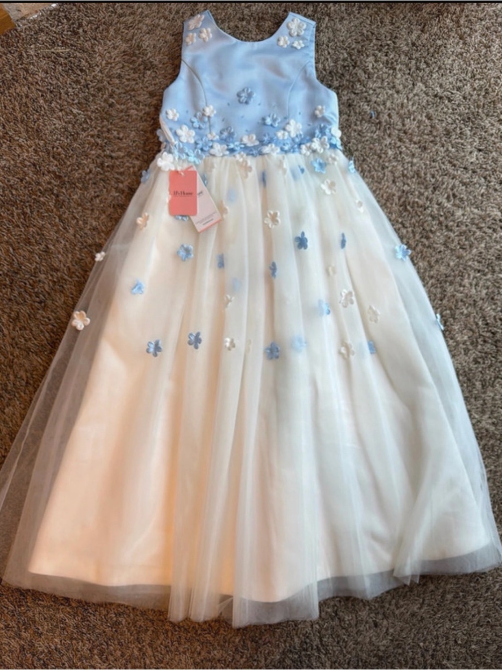 NWT Blue and Cream Floral Tulle Girls' Dress